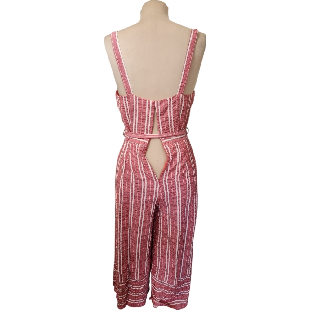 LOST + WANDER x ANTHROPOLOGIE "Robin" Striped Seersucker Wide Jumpsuit - Size M - Picture 10 of 16